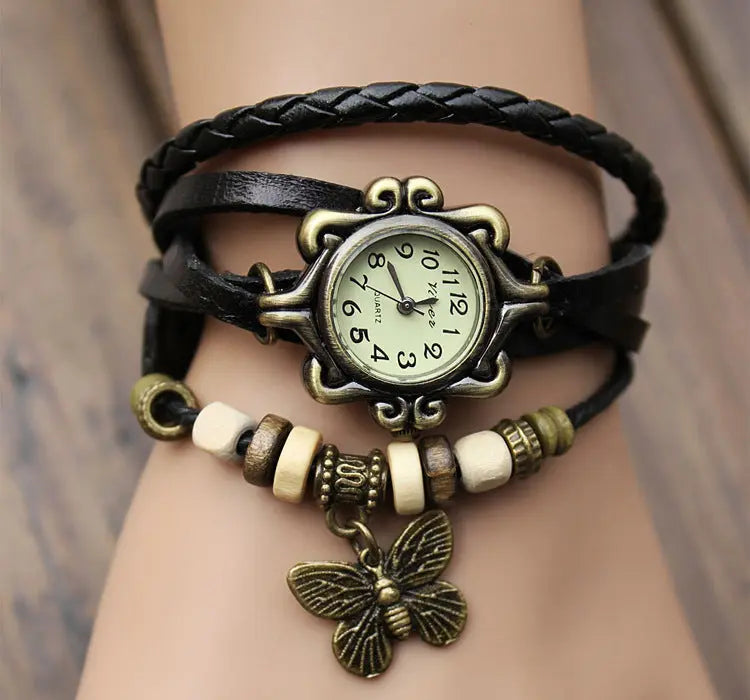 Cowhide winding bracelet watch null