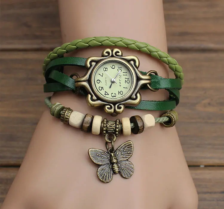 Cowhide winding bracelet watch null