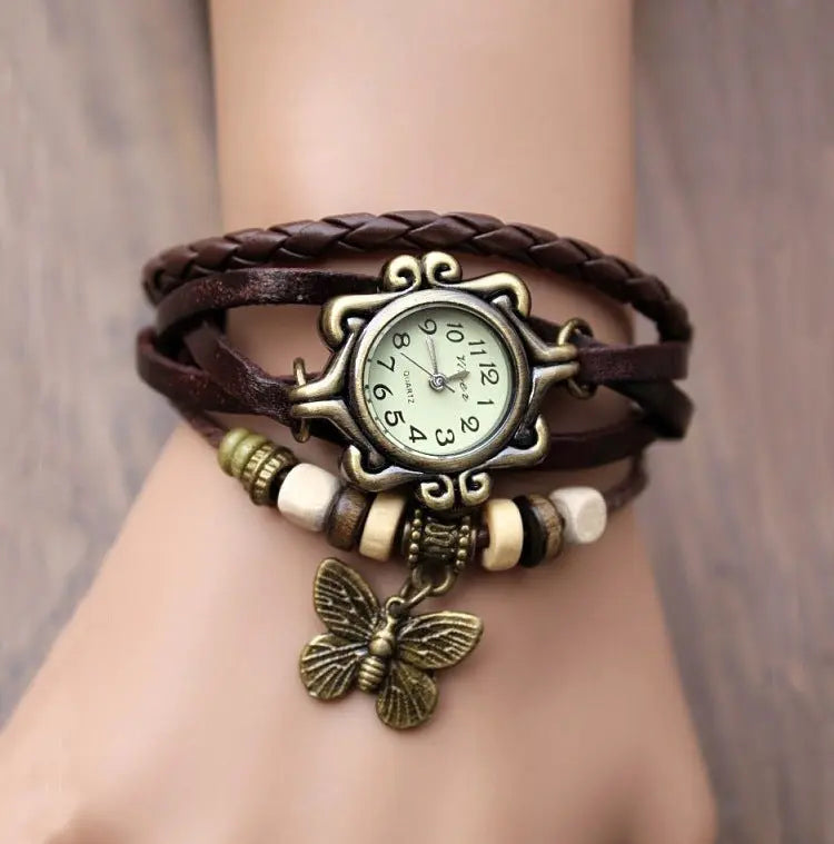 Cowhide winding bracelet watch null
