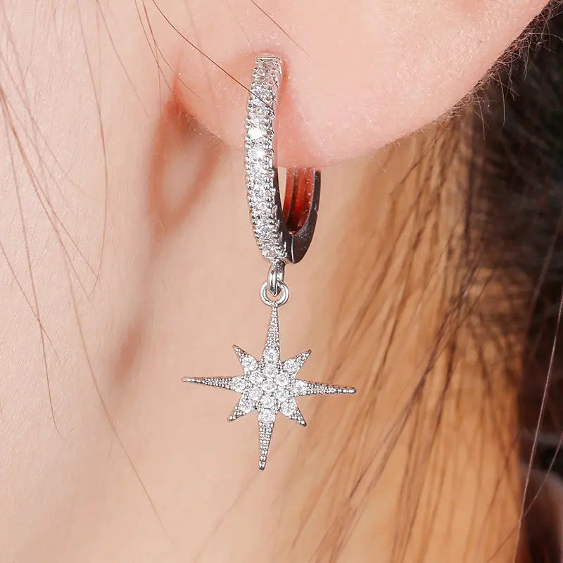 Fashion Star Moon Asymmetric Earrings null