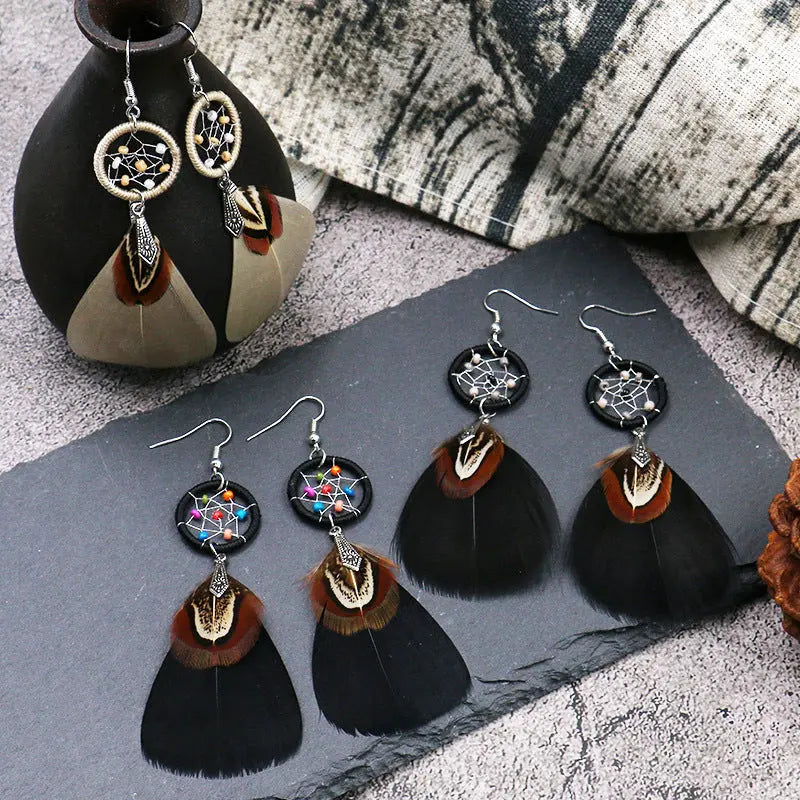 Feather earrings earrings popular celebrity earrings jewelry null