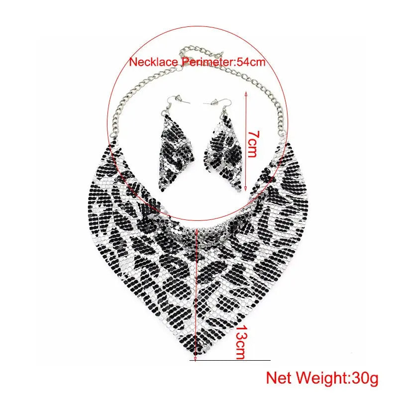 Metal plate necklace necklace earrings null