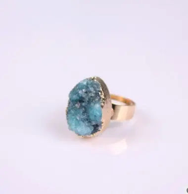 Natural Stone Agate Crystal Bud Women Rings Rose Vintage Rings null