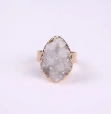 Natural Stone Agate Crystal Bud Women Rings Rose Vintage Rings null