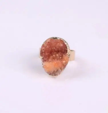 Natural Stone Agate Crystal Bud Women Rings Rose Vintage Rings null
