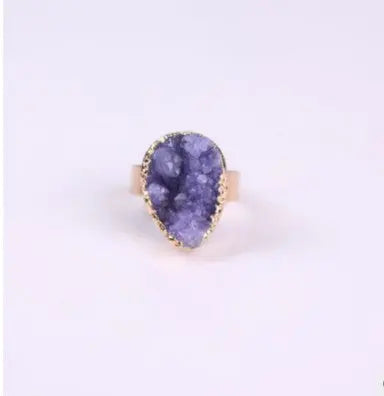 Natural Stone Agate Crystal Bud Women Rings Rose Vintage Rings null