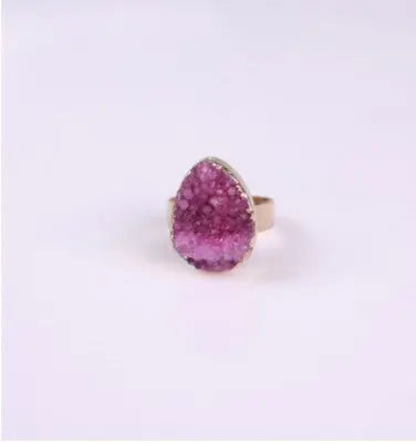 Natural Stone Agate Crystal Bud Women Rings Rose Vintage Rings null
