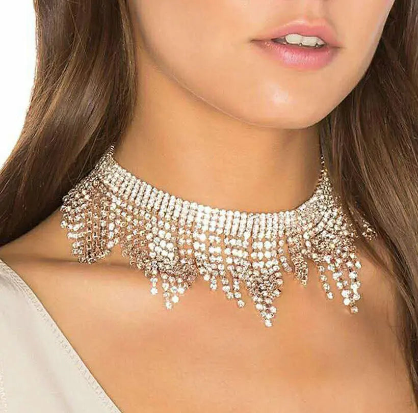Neck Elements Necklace Tassel Diamond Necklace Alloy Necklace null