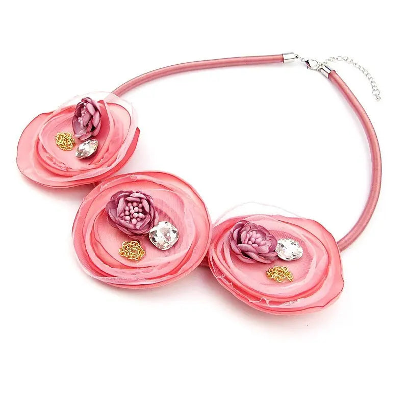 Necklace New Fashion Handmade Fabric Flower Necklace Flower Necklace null