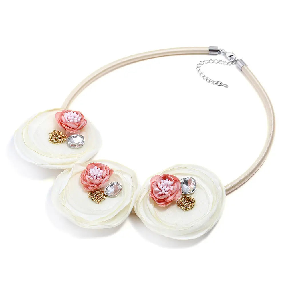 Necklace New Fashion Handmade Fabric Flower Necklace Flower Necklace null