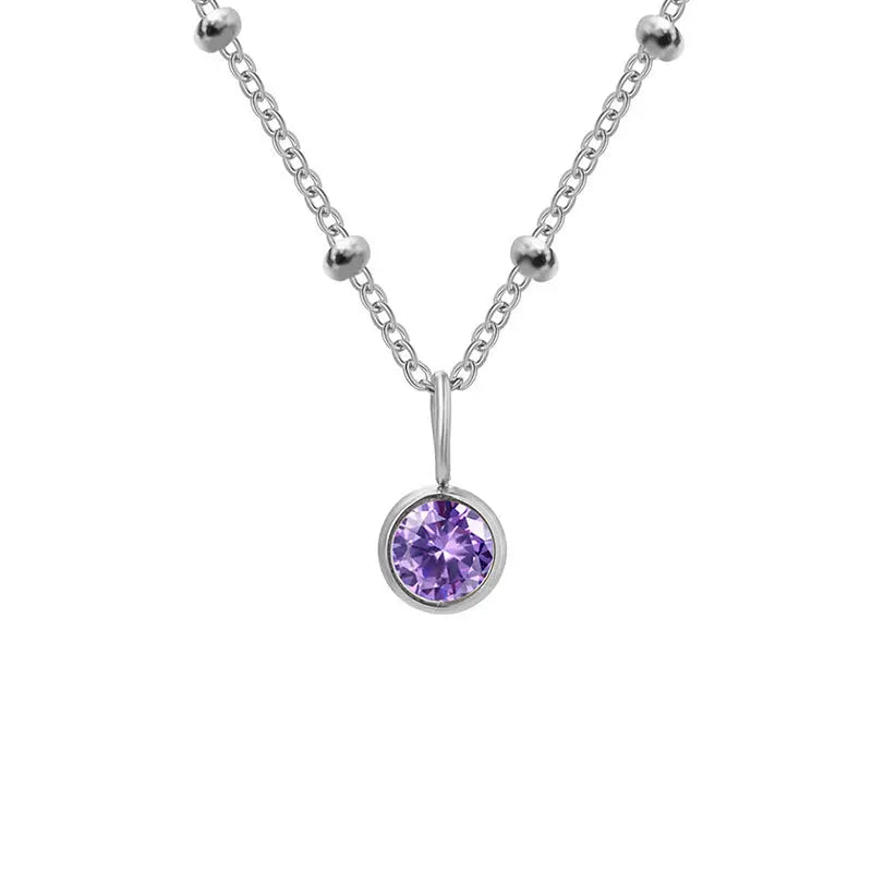 Necklace Women's Fashion Popular Necklace Diamond Birthstone Necklace null