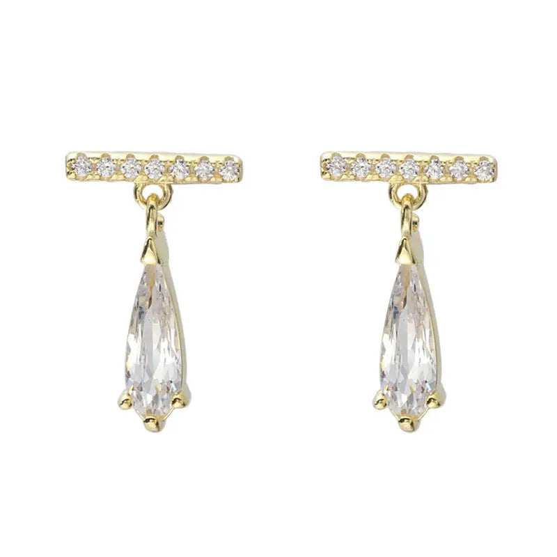 One Word Earrings Temperament Earrings Zircon Drop Earrings Women's Earrings null