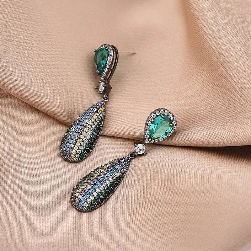 S925 Silver Needle Drop Zircon Earrings Long Earrings Earrings Earrings null