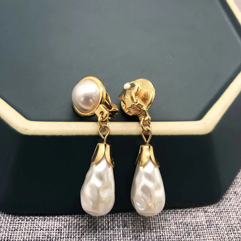 White Pearl Earrings Earrings Retro Drop Earrings null