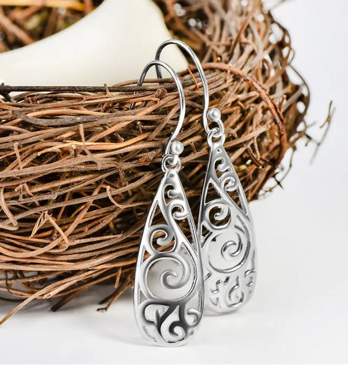 White Stud Earrings, Carved Earrings, Earrings null