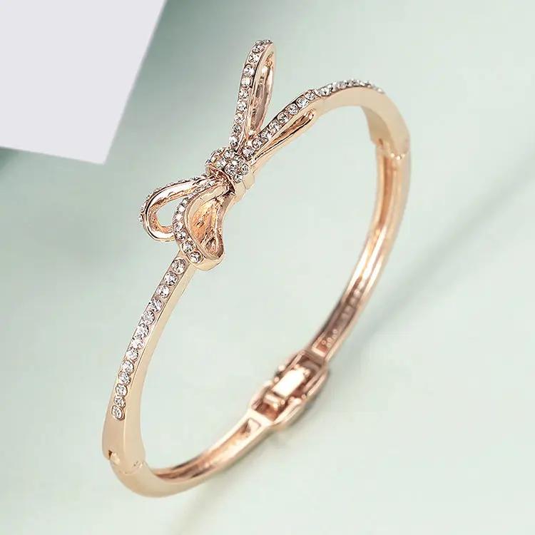 Women's Bracelets, Diamonds, Bows, Rose Gold Alloy Bracelets null