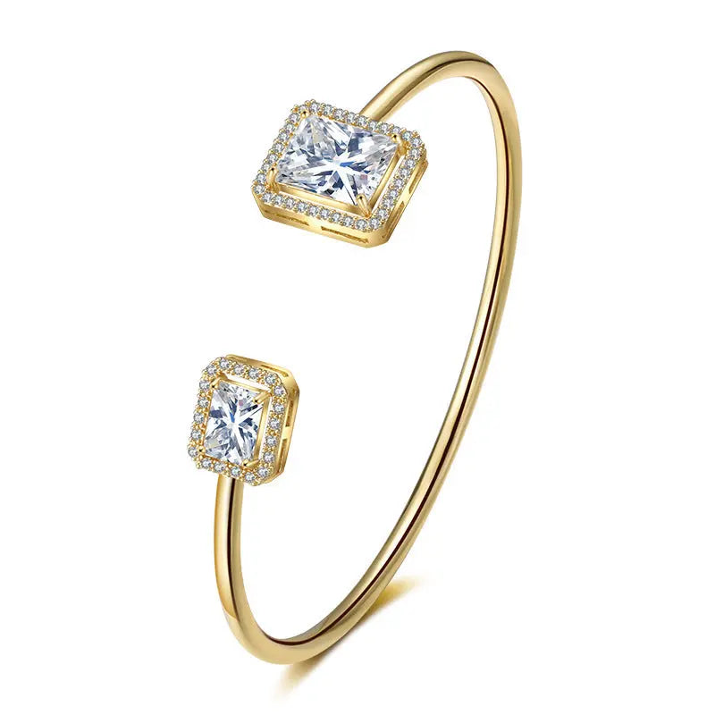 Women's Simple Bracelet Bracelet High-grade Water Drop Inlaid Women's Square Diamond null