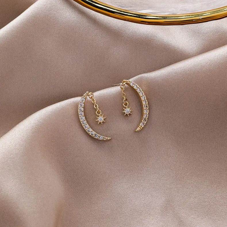 Zircon Moon Earrings Xingyue Earrings Earrings null