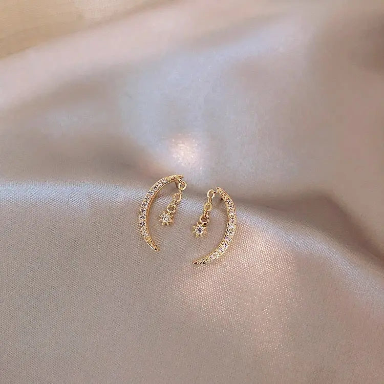 Zircon Moon Earrings Xingyue Earrings Earrings null