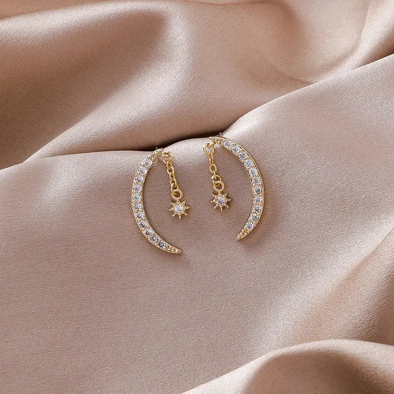 Zircon Moon Earrings Xingyue Earrings Earrings null