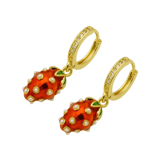 Fashion-High-Sense-Colorful-Oil-Necklace-Fruit-Strawberry-Cherry-Personalized-And-Simple-Earrings Elegancezakoty