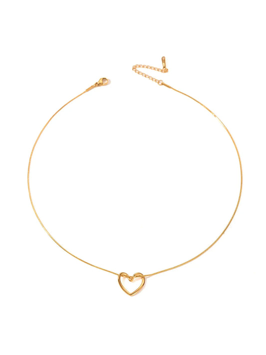 Fashion-Jewelry-Tainless-Steel-Twist-Hollow-Heart-Pendant-Necklace-For-Women-Spicy-Girls-Simple-Clavicle-Chain-Jewelry-Gift Elegancezakoty