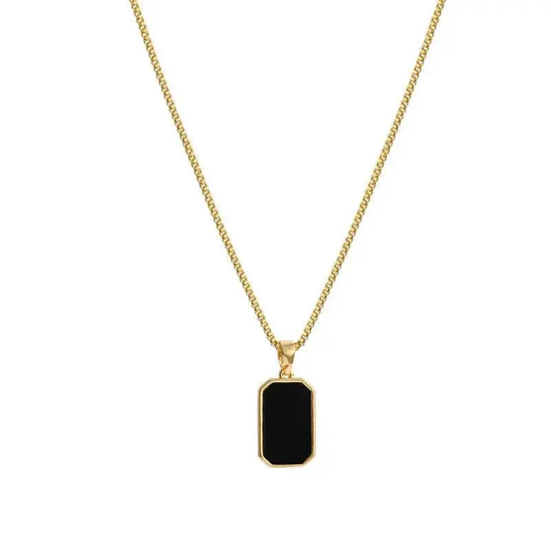 Rectangular-Pendant-Necklace-Design-18K-Gold-Non-fading-Fashion-Small-Black-For-Men-Titanium-Steel-Necklace-For-Women Elegancezakoty