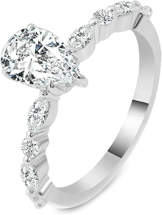 Women-s-Moissanite-Engagement-Ring-Half-Mount-Lab-Grown-Diamond-Promise-Ring-14K-White-Gold-Plated-Gift Elegancezakoty