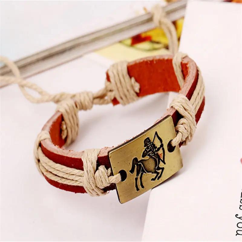 12 Constellation Alloy Bracelet Fashion Men's And Women's Bracelets Couple Bracelets Leather Bracelets null