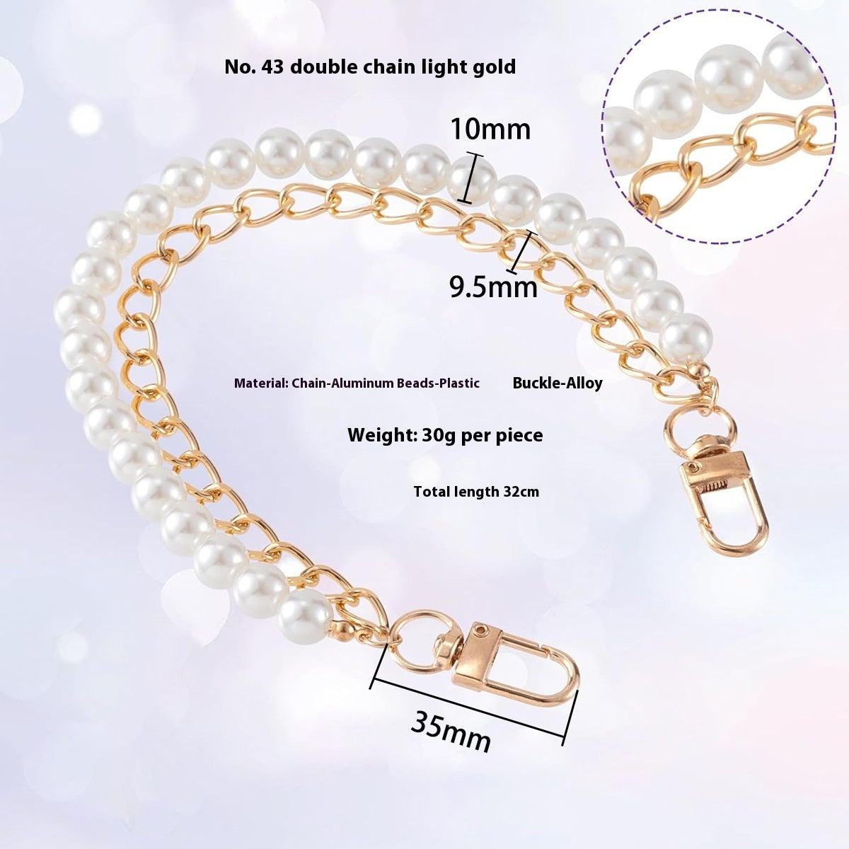 Anti-lost Mobile Phone Lanyard Water Cup Portable Pearl Double Chain Bag Decorative Chain