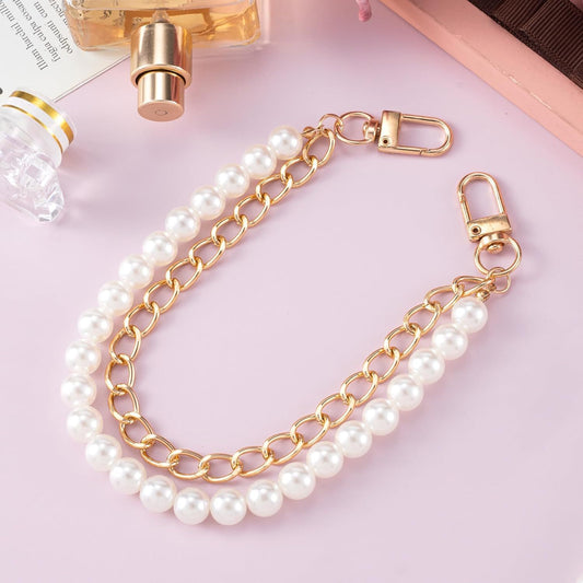 Anti-lost Mobile Phone Lanyard Water Cup Portable Pearl Double Chain Bag Decorative Chain