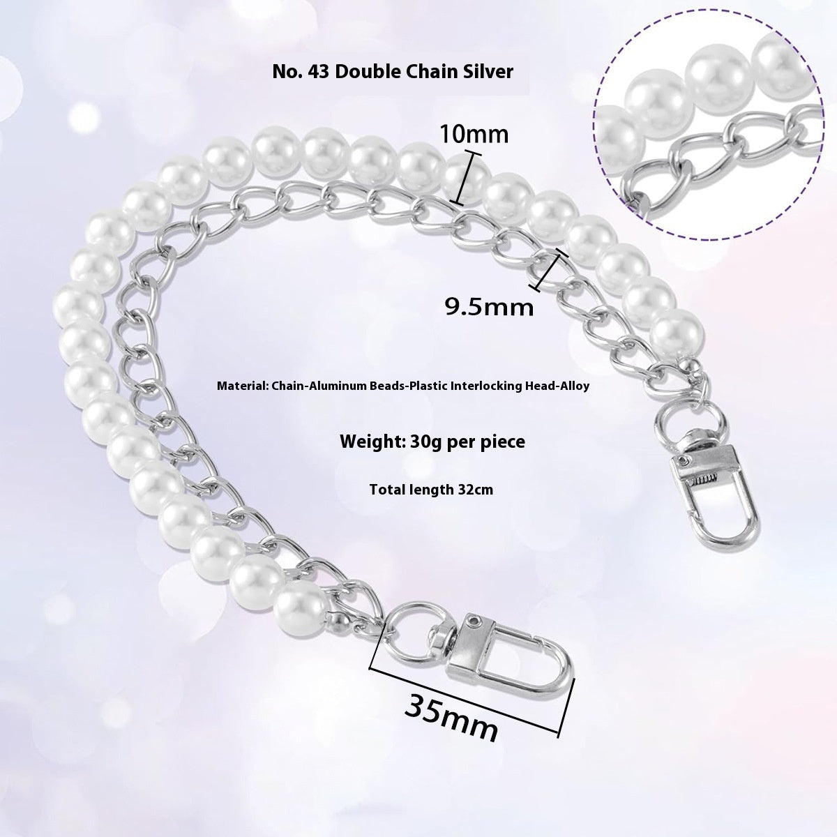 Anti-lost Mobile Phone Lanyard Water Cup Portable Pearl Double Chain Bag Decorative Chain