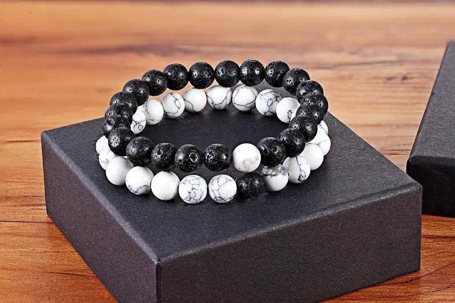 A Set Of Couple Bracelets Natural Stone Yoga Beaded Bracelets null
