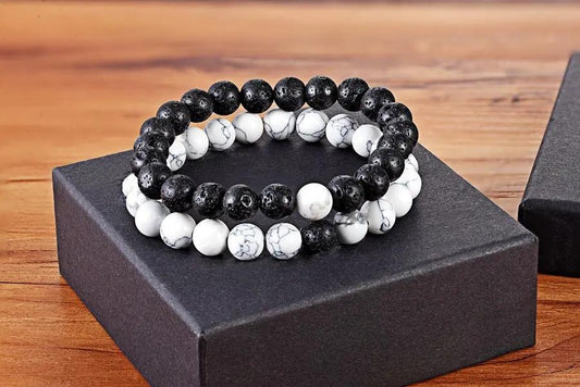 A Set Of Couple Bracelets Natural Stone Yoga Beaded Bracelets null
