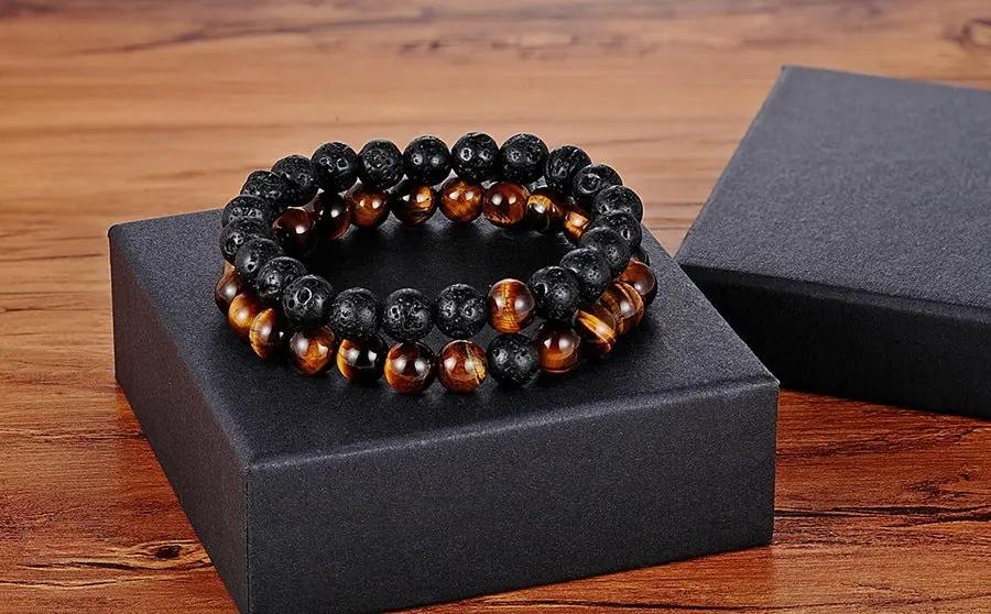 A Set Of Couple Bracelets Natural Stone Yoga Beaded Bracelets null