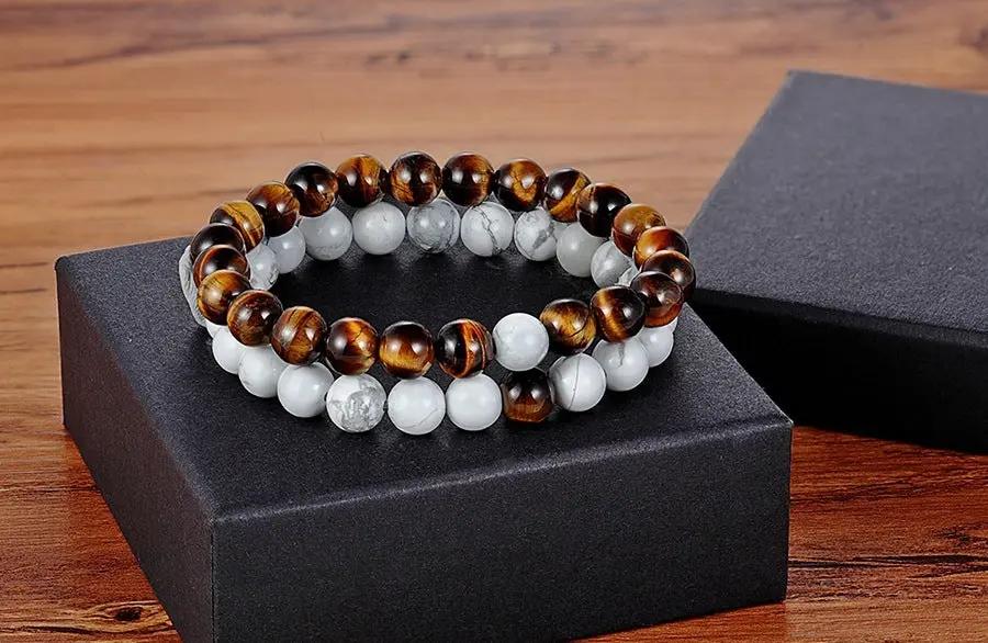 A Set Of Couple Bracelets Natural Stone Yoga Beaded Bracelets null