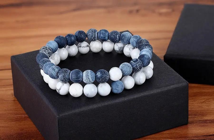 A Set Of Couple Bracelets Natural Stone Yoga Beaded Bracelets null