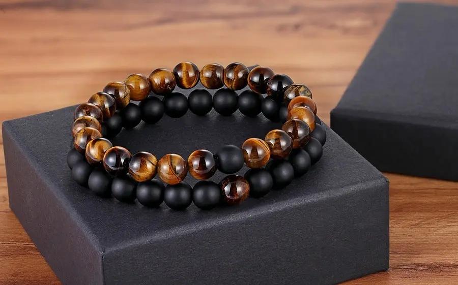 A Set Of Couple Bracelets Natural Stone Yoga Beaded Bracelets null