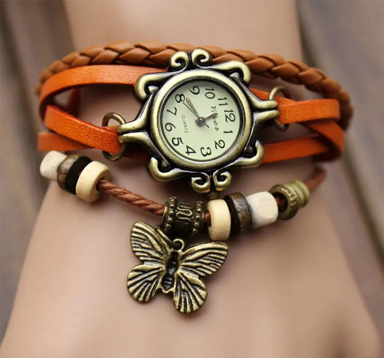 Cowhide winding bracelet watch null
