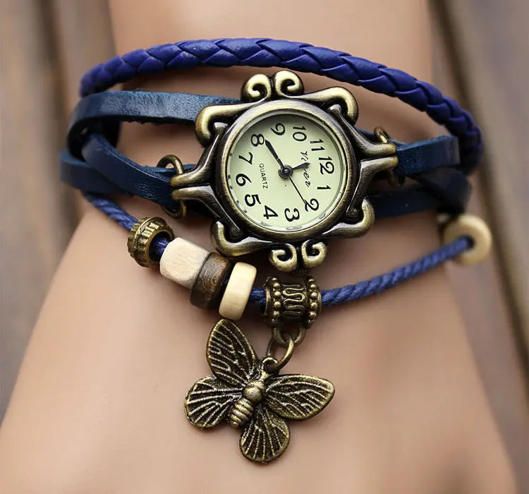 Cowhide winding bracelet watch null