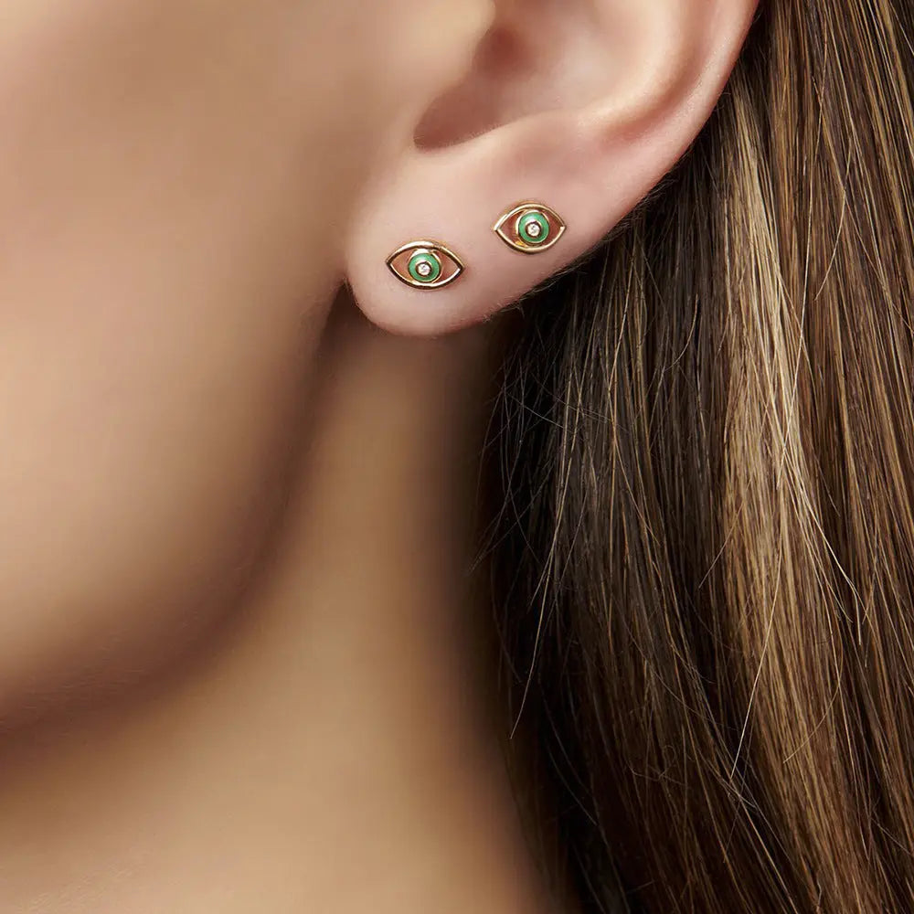 Diamond Devil's Eye Stud Earrings null