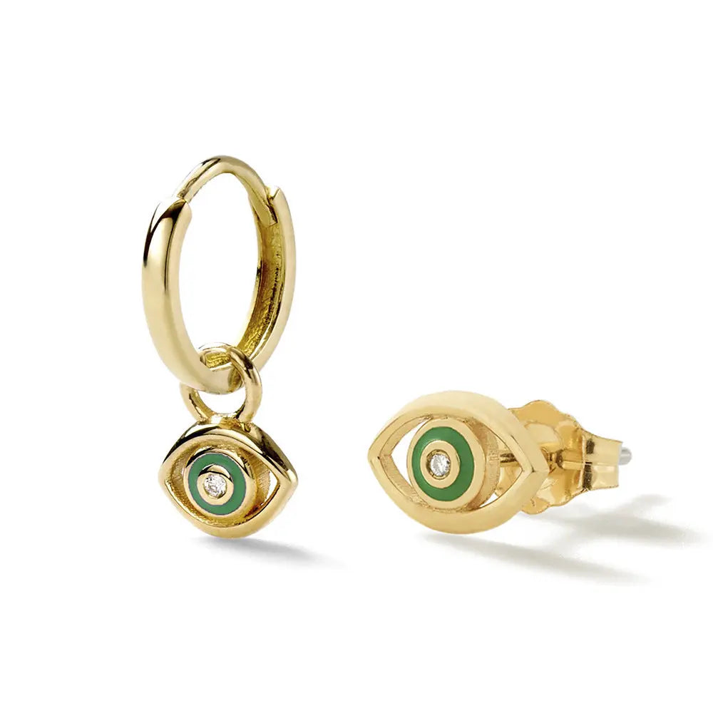 Diamond Devil's Eye Stud Earrings null