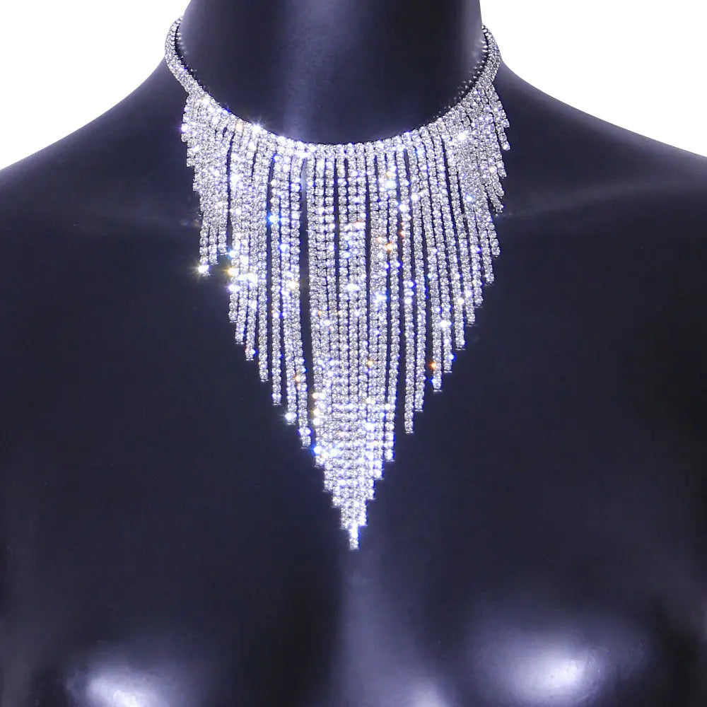 Double Row Necklace Symmetrical Alloy Necklace Necklace null