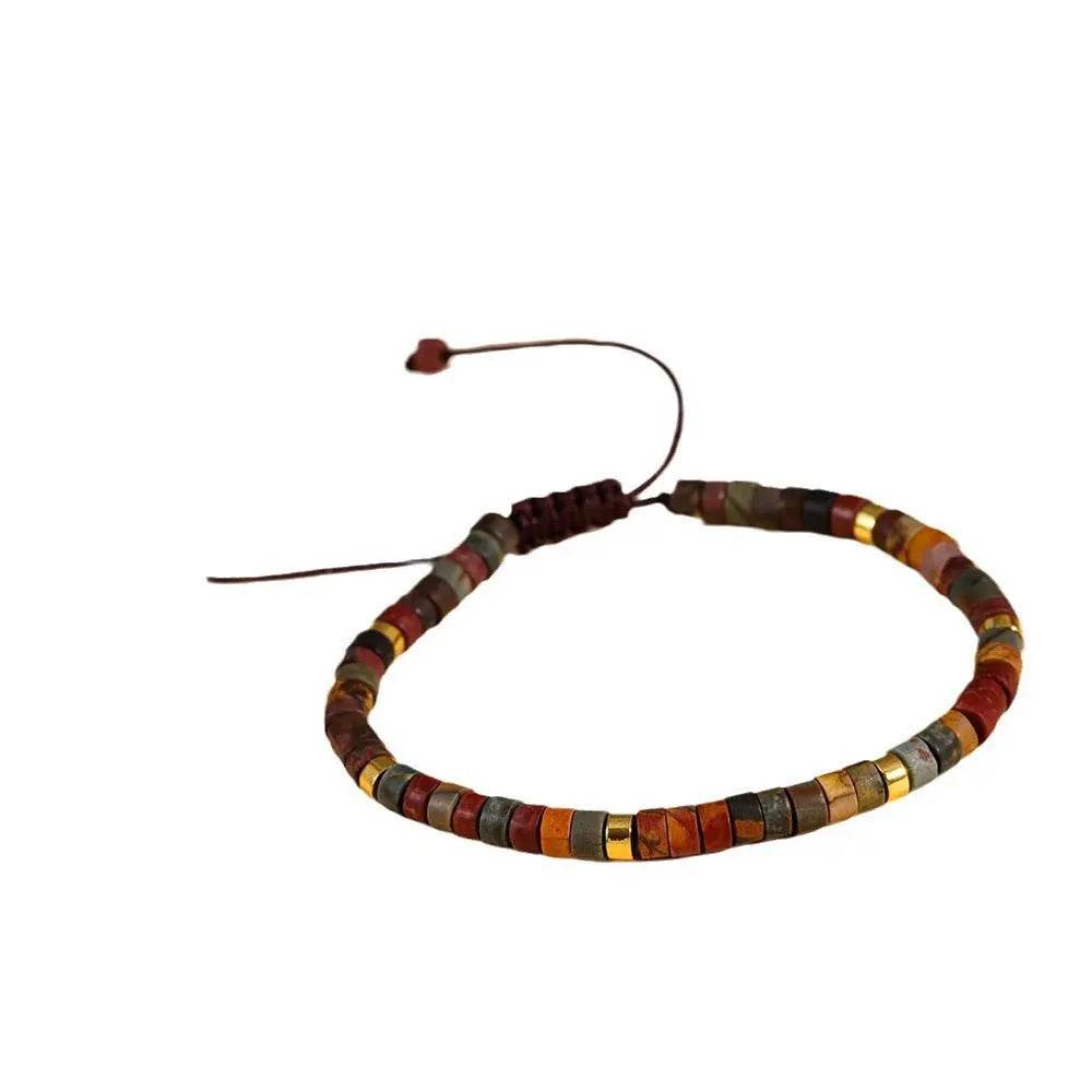Keleny Natural Gemtones 4mm Round Beads Crystal Adjustable Braided Macrame Tassels Bracelets Unisex - Elegancezakoty
