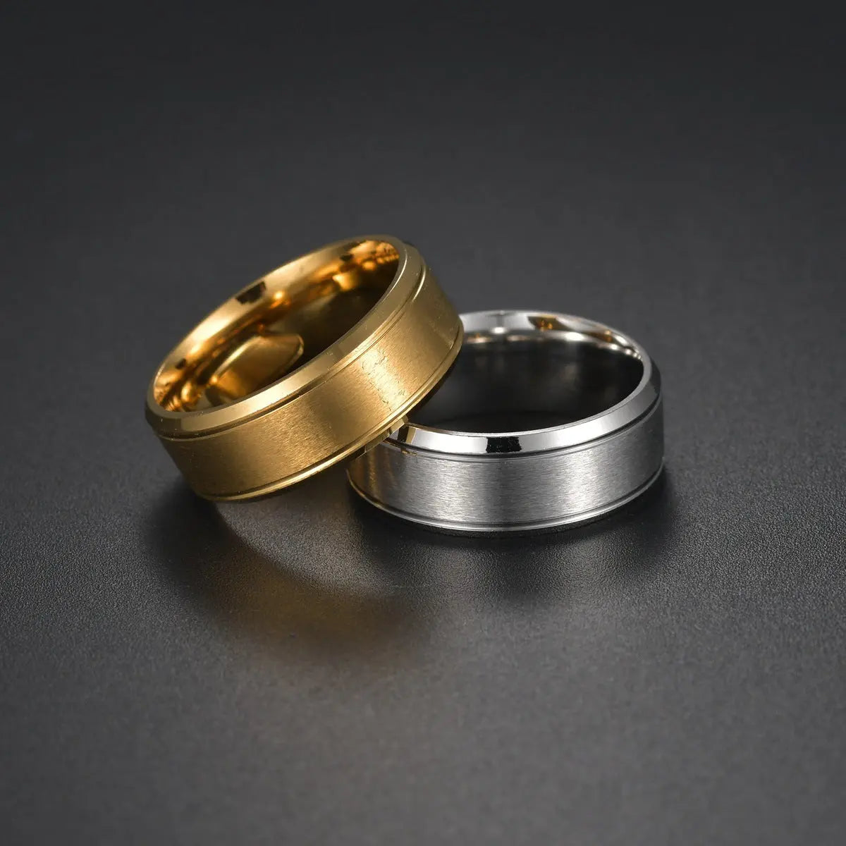 Mens Wedding Rings Black Sliver Gold Pure 8MM Rings null