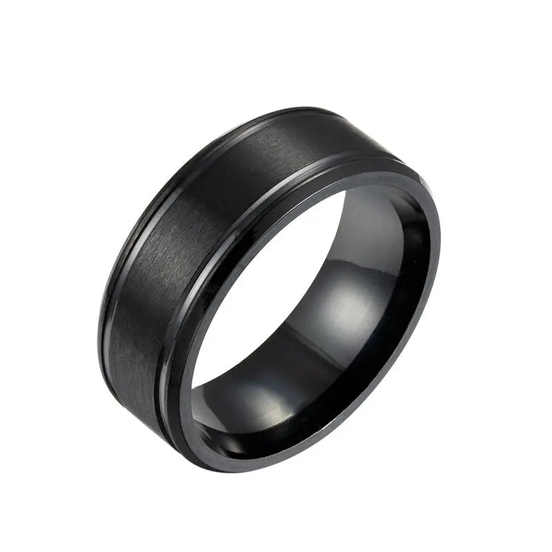 Mens Wedding Rings Black Sliver Gold Pure 8MM Rings null