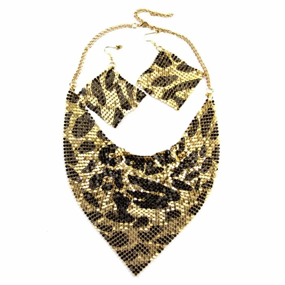 Metal plate necklace necklace earrings null