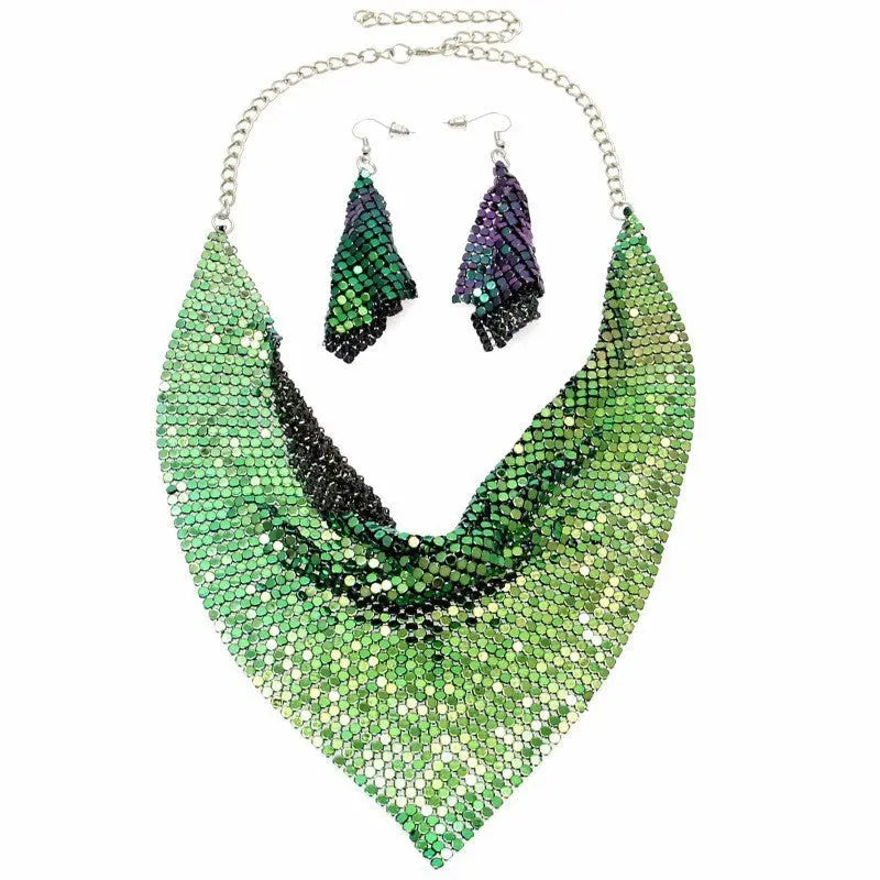 Metal plate necklace necklace earrings null