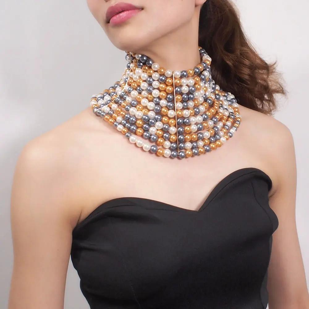 Multi-layered Pearl Sexy Short Necklace Necklace Necklace null