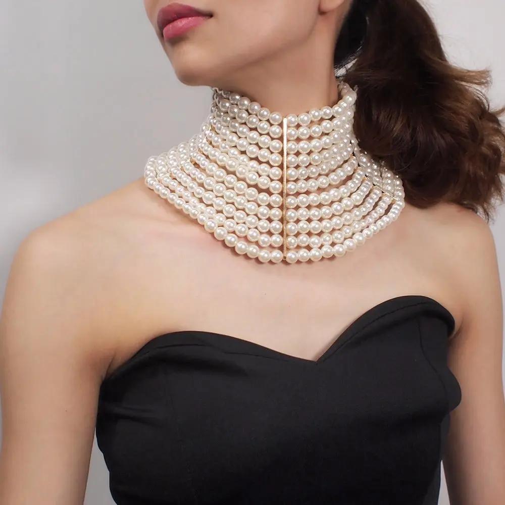 Multi-layered Pearl Sexy Short Necklace Necklace Necklace null